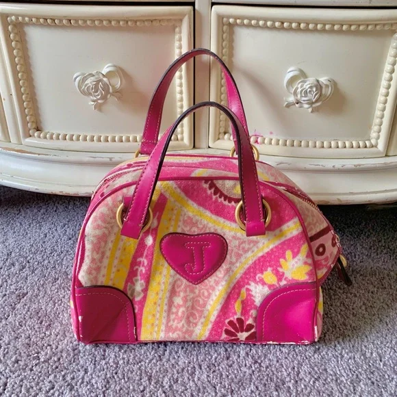 Y2K Juicy Couture Pink Paisley Butterfly Bowler Bag - Picture 6 of 6